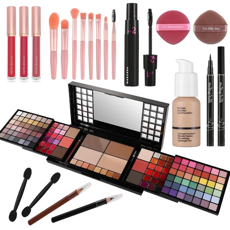 CHARMCODE Full Makeup Kit, Makeup Sets for Women Full Kit, All in One Make Up Gift Set for Girls & Women with Eyeshadow,Liquid Lipstick,Foundation,Mascara,Blush,Eyeliner,Contour,Brushes and More - Image 1